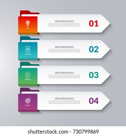 Infographic arrows. 4 options, steps, parts. Vector design elements for infographics. Can be used for workflow layout, diagram chart, graph, web design.