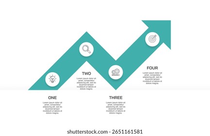 Infographic arrows 4 steps to the goal. Presentation, Banner, Plan and Brochure. Vector illustration.