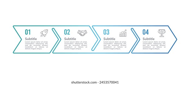 Infographic Arrows 4 steps moving forward. Business presentation. Vector illustration.