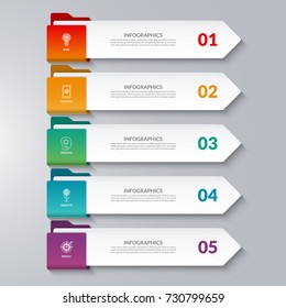 Infographic arrows. 5 options, steps, parts. Vector design elements for infographics. Can be used for workflow layout, diagram chart, graph, web design.