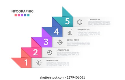 Infographic arrows 5 steps or options. Vector illustration.