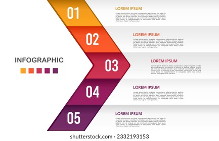 Infographic arrows 5 steps to success. Business presentation template. Vector illustration.