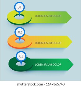 Infographic arrows. Abstract design template for infographics. Vector banner with 3 steps, parts, options, stages. Can be used for data visualization, workflow layout, chart, diagram, web design.