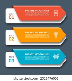 Infographic arrows. Business template with 3 steps, options, parts. Can be used for diagram, chart, web design. Vector illustration.