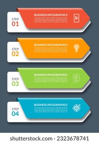 Infographic arrows. Business template with 4 steps, options, parts. Can be used for diagram, chart, web design. Vector illustration.