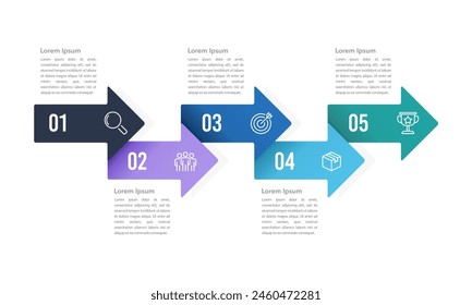 Infographic arrows design 5 options or steps. Vector illustration.