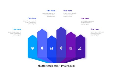 Infographic arrows design template. Modern vector illustration. Concept of 6 steps or options of business process.