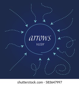 infographic Arrows. Dynamic vector arrow symbol isolated. arrows and circle in flat style. black hand drawn. 