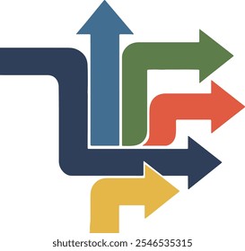 Las flechas infográficas empaquetan el estilo del Vector sobre fondo blanco.