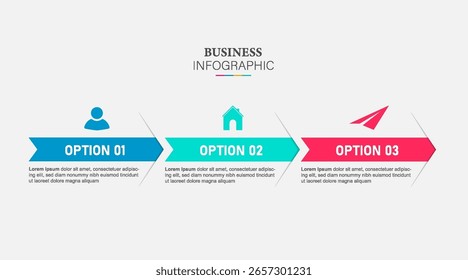 Setas infográficas com opções de aumento gradual. Modelo de vetor em estilo de design plano
