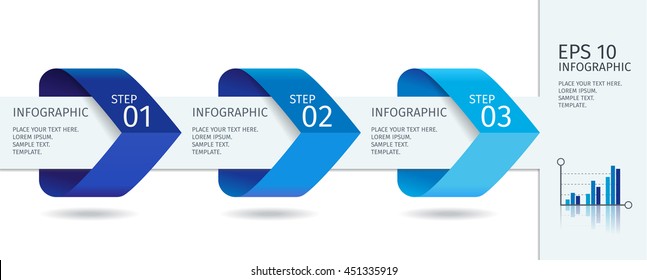 Infographic Arrows With Step Up Options. Vector Template In Flat Design Style