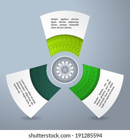 Infographic background design with rim and tire treads