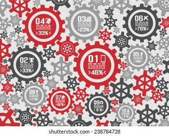 INFOGRAPHIC BACKGROUND GEAR RED