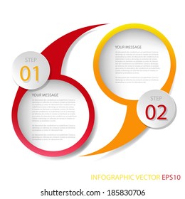 Infographic background red and orange vector circle frame for your message step option for text and message modern website design