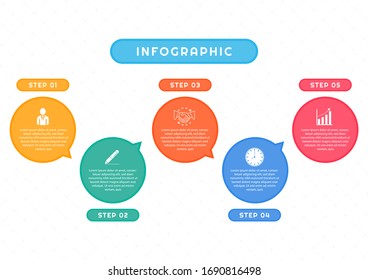 Infographic balloon design work step to success colorful art style. vector illustration.