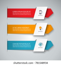 Infographic banner with 3 arrows. Can be used for diagram, graph, chart, business infographics, number options, web design.