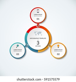 Infographic banner with 3 options. Circular template that can be used as round chart, cycle diagram, graph, workflow layout