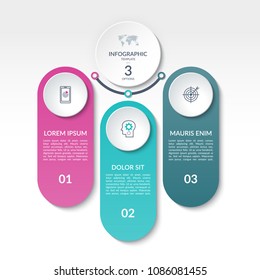 Infographic banner. 3 options, steps, parts. Can be used as a process chart, workflow layout, diagram, info graph, data visualization.