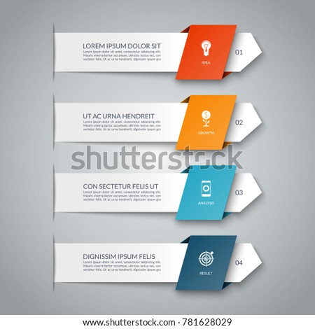 Infographic banner with 4 arrows. Can be used for diagram, graph, chart, business infographics, number options, web design.