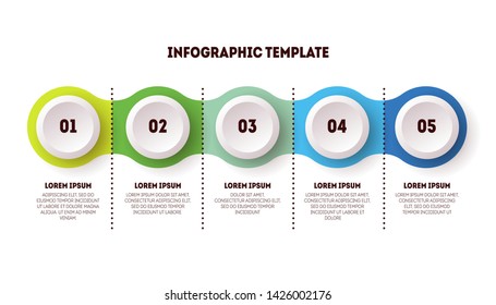 Infographic banner with 5 colorful labels or tags. Can be used for presentations banner, workflow layout, process diagram, flow chart, info graph