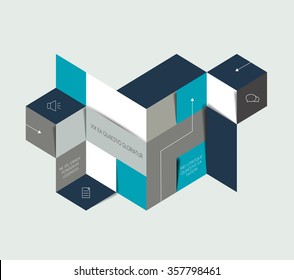 Infographic banner. Blue polygonal tab. Vector.
