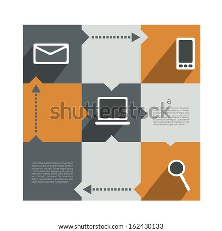 Infographic banner. Communication icon box panel.