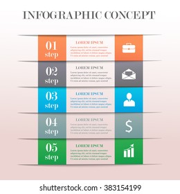 Infographic banner concept with 5 steps. Modern business step options banner. Can be used for workflow layout, diagram, web template, infographics.