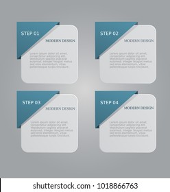 Infographic banner design set. Can be used for such concepts as workflow, team work, business, education, presentation, report, strategy. Subsequent step chart. Vector illustration. Blue color.