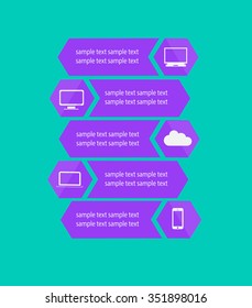 Infographic banner layout vector illustration buttons purple