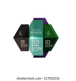 Infographic banner layouts with sample text. Business abstract templates for options and buttons
