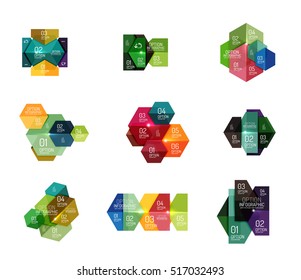 Infographic banner layouts with sample text. Business abstract templates for options and buttons