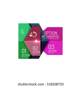 Infographic banner layouts with sample text. Business abstract templates for options and buttons
