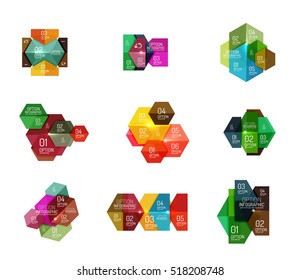 Infographic banner layouts with sample text. Business abstract templates for options and buttons