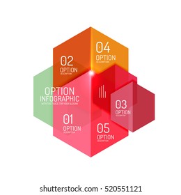Infografische Bannerlayouts mit Beispieltext. Abstrakte Vorlagen für Optionen und Schaltflächen