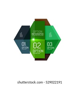 Diseños de banners infográficos con texto de ejemplo. Plantillas abstractas de negocio para opciones y botones