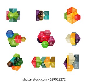 Infographic banner layouts with sample text. Business abstract templates for options and buttons