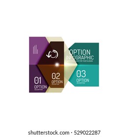 Diseños de banners infográficos con texto de ejemplo. Plantillas abstractas de negocio para opciones y botones