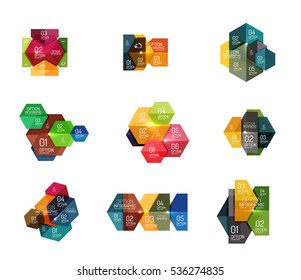 Infographic banner layouts with sample text. Business abstract templates for options and buttons