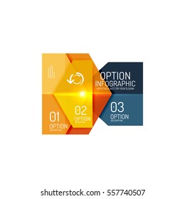 Diseños de banners infográficos con texto de ejemplo. Plantillas abstractas de negocio para opciones y botones