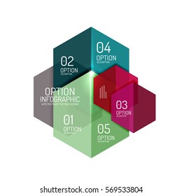Infographic banner layouts with sample text. Business abstract templates for options and buttons