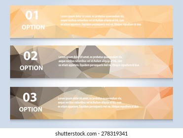 infographic banner with polygonal background, label banner with simple text.