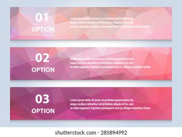 infographic banner with polygonal background, label banner with simple text.