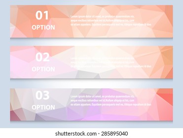 infographic banner with polygonal background, label banner with simple text.