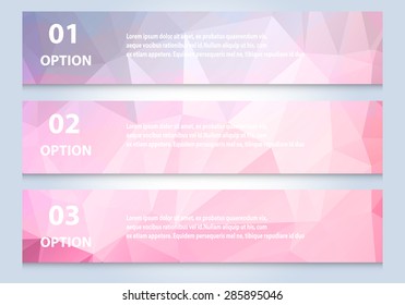 infographic banner with polygonal background, label banner with simple text.