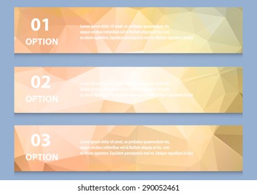 infographic banner with polygonal background, label banner with simple text.