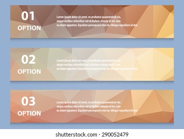 infographic banner with polygonal background, label banner with simple text.