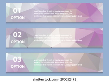 infographic banner with polygonal background, label banner with simple text.