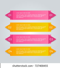 Infographic banner template. Business vector illustration. Pink and orange colors.