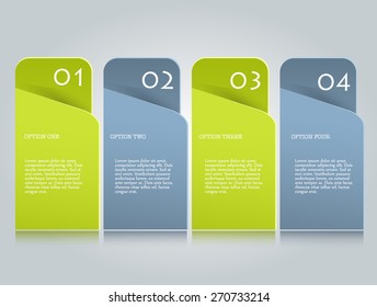 Infographic banner template for website design, presentation, brochure, flyer. Green and grey color tabs. Editable vector illustration