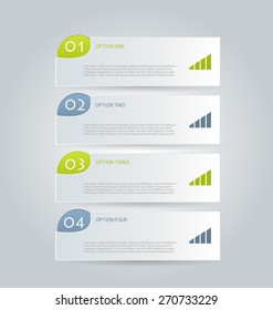 Infographic banner template for website design, presentation, brochure, flyer. Green and grey color tabs. Editable vector illustration